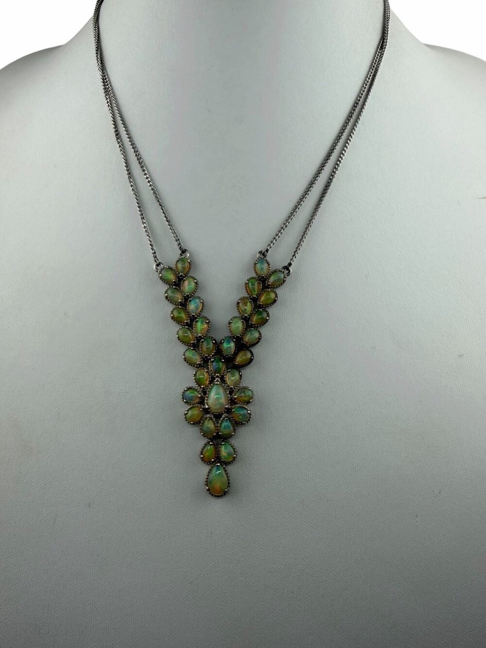 Opal STS Double Chain 29" Sterling Silver Necklace
